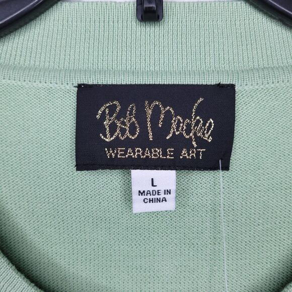 Bob Mackie Cardigan Womens Large Green Artsy NWT - Picture 9 of 12